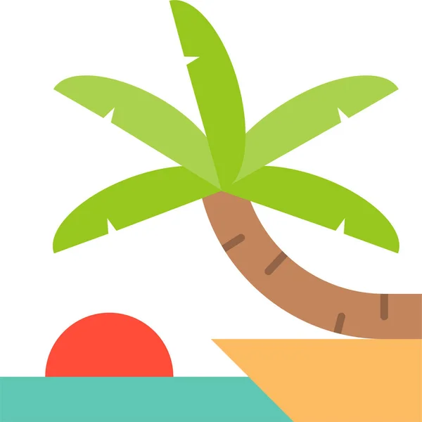 Playa Playa Escena Sol Icono Estilo Plano — Vector de stock