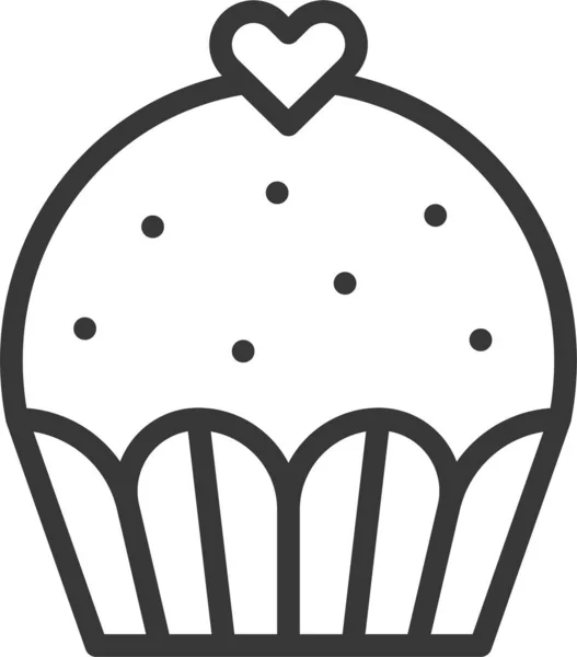 Panadería Pastel Cupcake Icono Estilo Esquema — Archivo Imágenes Vectoriales