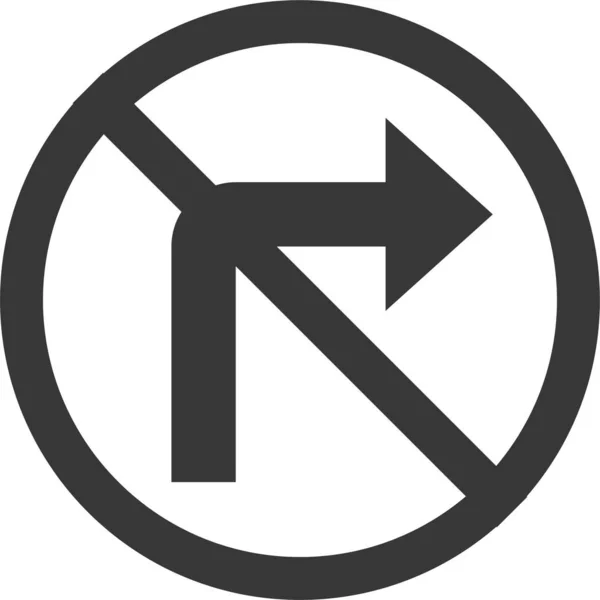 Right Turn Prohibitory Road Sign Icon Solid Style — 图库矢量图片
