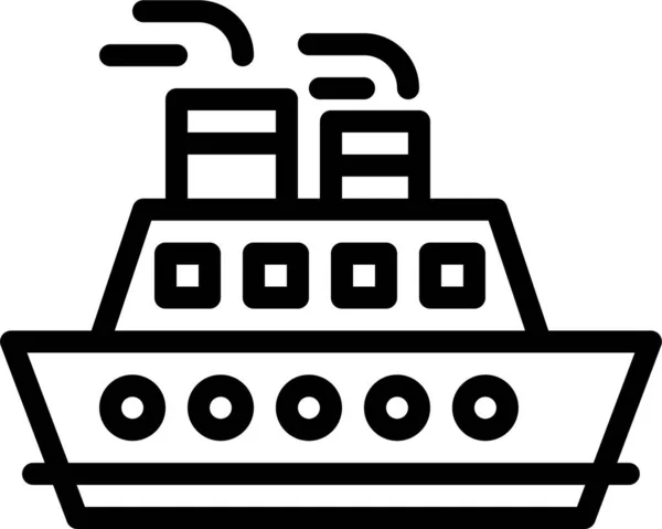 Πλοίο Καταδρομικό Εικονίδιο Στυλ Περίγραμμα — Διανυσματικό Αρχείο