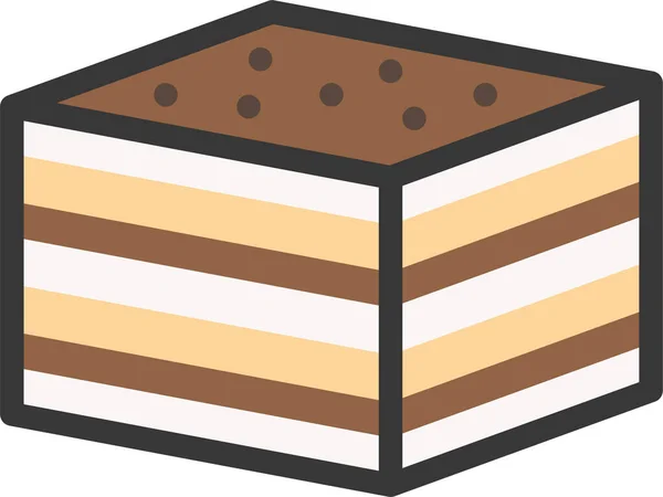 パンケーキチョコレート層ケーキアイコンを記入概要スタイルで — ストックベクタ