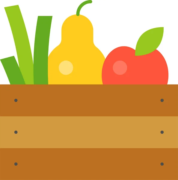 Apple Basket Farm Icon Flat Style — Stockvector