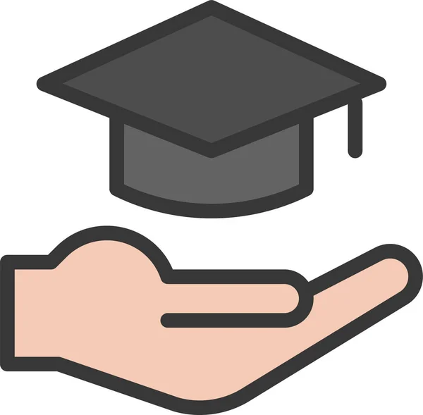 Learning Education Graduation Cap Icon Filledoutline Style — Vettoriale Stock