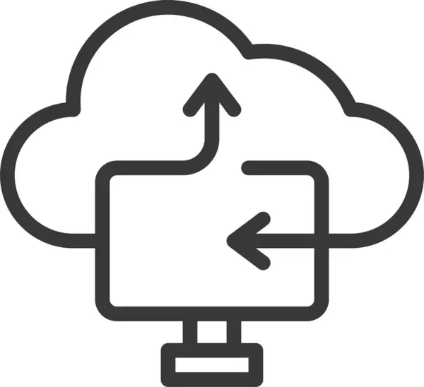 Σύννεφο Υπολογίζοντας Εικονίδιο Δεδομένων Στυλ Περίγραμμα — Διανυσματικό Αρχείο