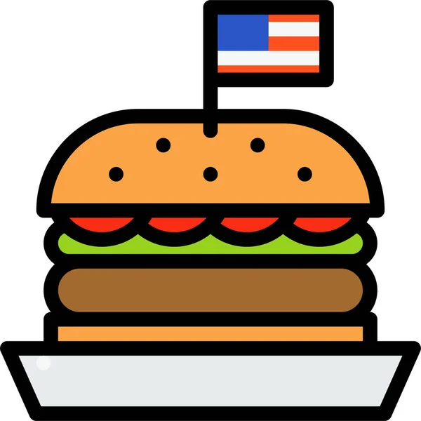 Comida Pan Hamburguesa Icono — Archivo Imágenes Vectoriales