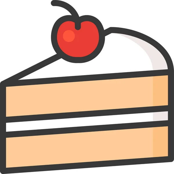 Gâteau Dessert Icône Nourriture Dans Style Filledoutline — Image vectorielle