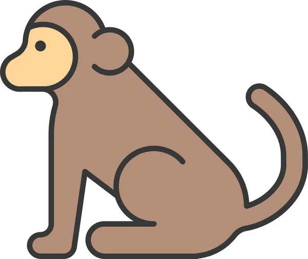 Animal Mammal Monkey Icon Filledoutline Style — Stock Vector