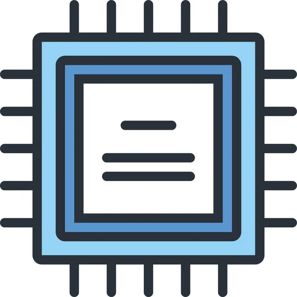 Chipkomponente Mikrochip Symbol Filedoutline Stil — Stockvektor