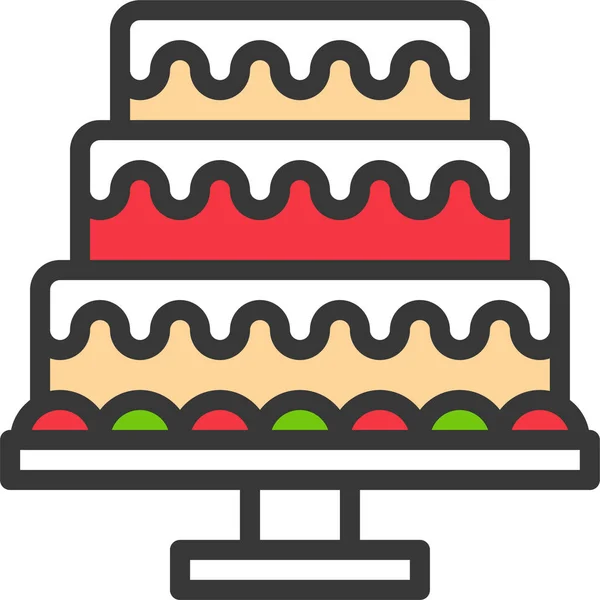 Gâteau Célébration Icône Noël Dans Style Filledoutline — Image vectorielle