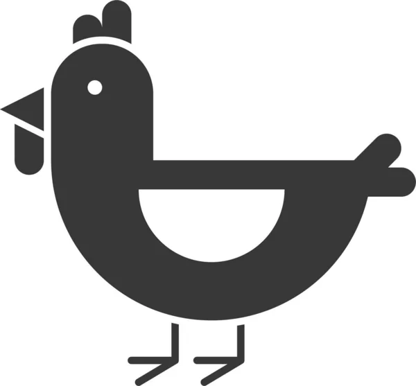 Tier Vogel Huhn Ikone Solidem Stil — Stockvektor