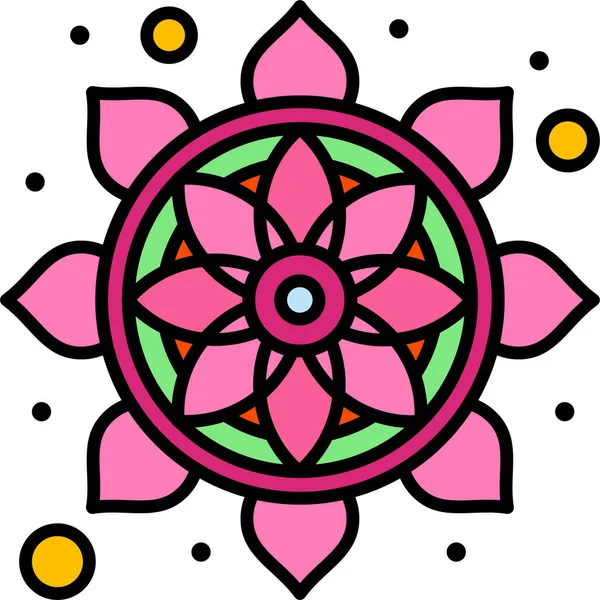 Blume Indien Muster Symbol — Stockvektor