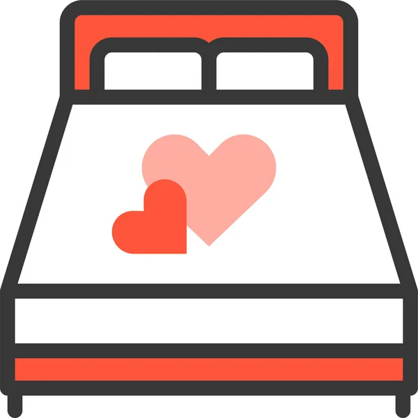 Κρεβάτι Χρονολογείται Εικονίδιο Αγάπης Filledskip Στυλ — Διανυσματικό Αρχείο