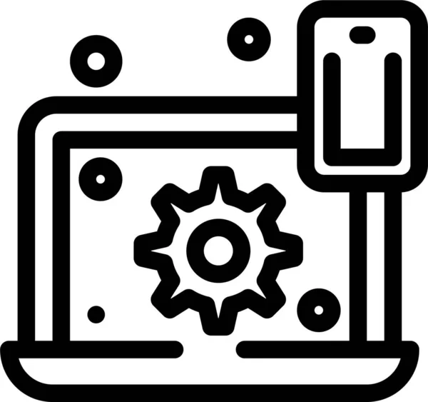 Cogwheel Ρυθμίστε Εικονίδιο Του Laptop Στην Κατηγορία Υποδομής — Διανυσματικό Αρχείο