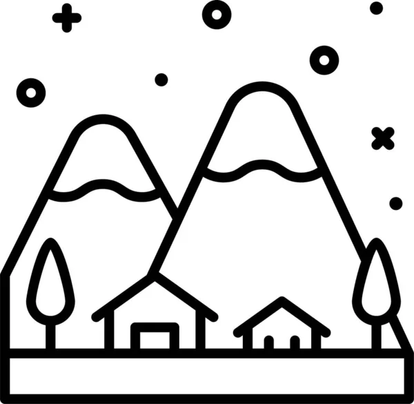 Invierno Icono Ciudad Nieve Estilo Del Esquema — Vector de stock