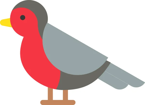 Pássaro Animal Ícone Natal Estilo Plano — Vetor de Stock