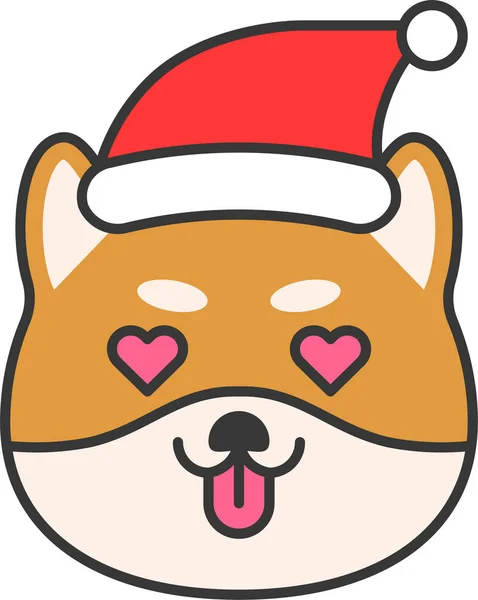 Karácsony Kutya Emoticon Ikon Kitöltött Stílusban — Stock Vector