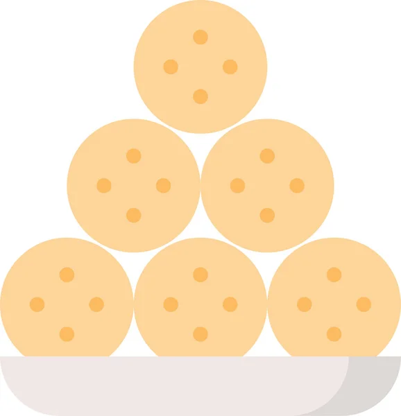 Dessertspeise Sesamball Ikone Flachen Stil — Stockvektor