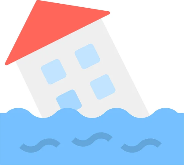 Disaster Flood Global Icon Flat Style — Stock Vector