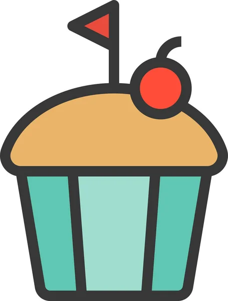 Kuchen Cupcake Muffin Symbol Filedoutline Stil — Stockvektor