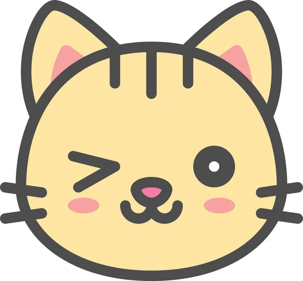 Gato Lindo Cara Icono Filledoutline Estilo — Archivo Imágenes Vectoriales