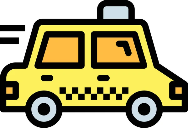 Taxi Auto Icona Pubblica Pieno Stile Contorno — Vettoriale Stock