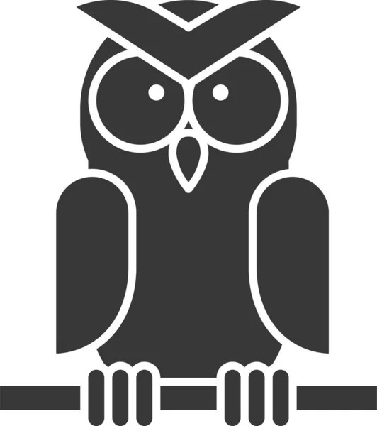 Значок Тварини Пташиної Сови Суцільному Стилі — стоковий вектор