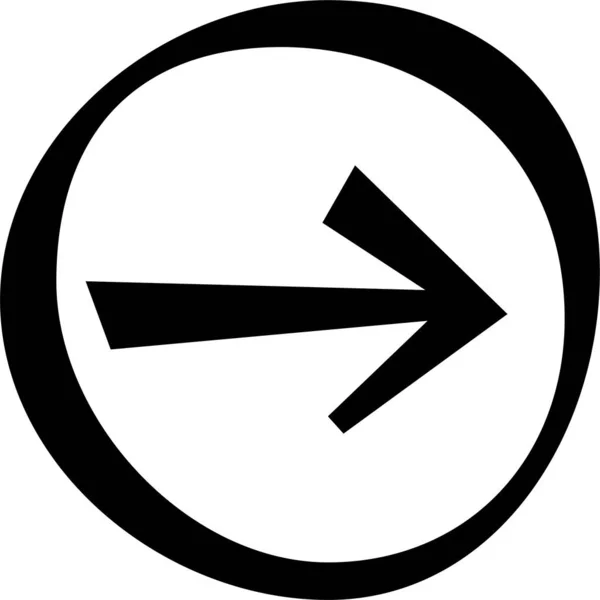 Pijl Cirkel Richting Pictogram Handgetekende Stijl — Stockvector