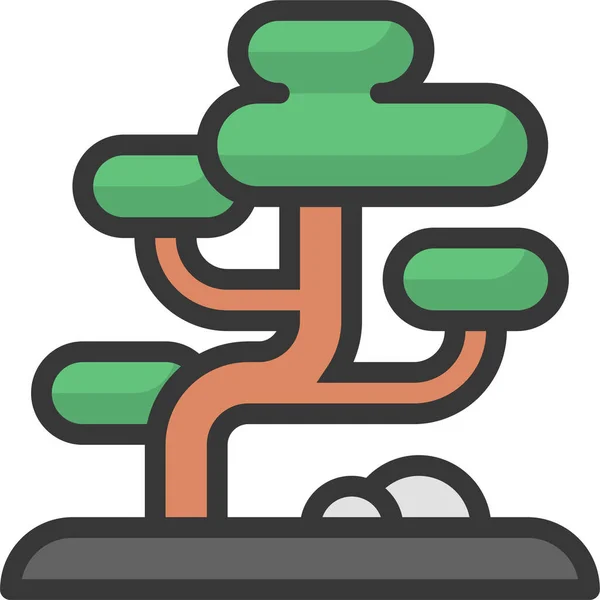 Icono Chino China Bonsai Estilo Filledoutline — Vector de stock