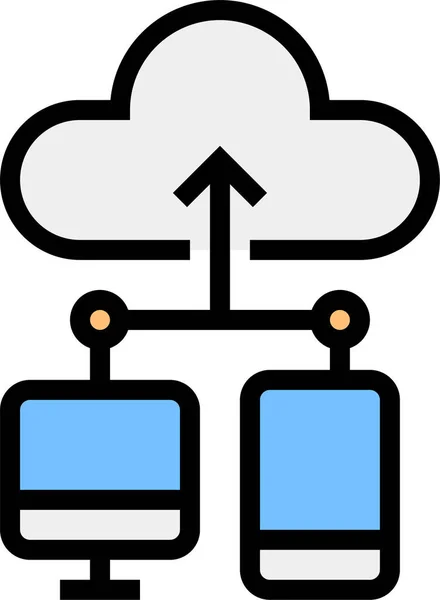Cloud Computer Daten Symbol Umrissstil — Stockvektor