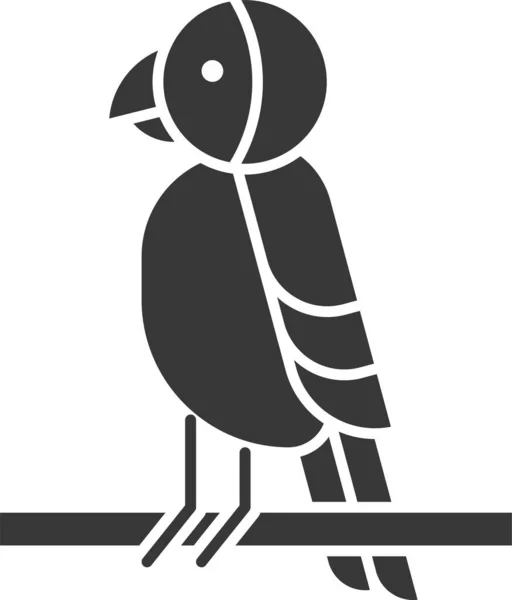 Tier Vogel Papagei Ikone Solidem Stil — Stockvektor