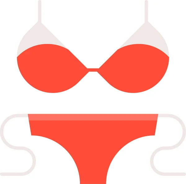 Plage Scène Plage Bikini Icône Dans Style Plat — Image vectorielle
