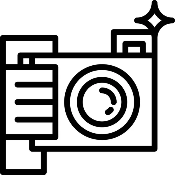 Fotografía Cámara Icono Estilo Esquema — Vector de stock