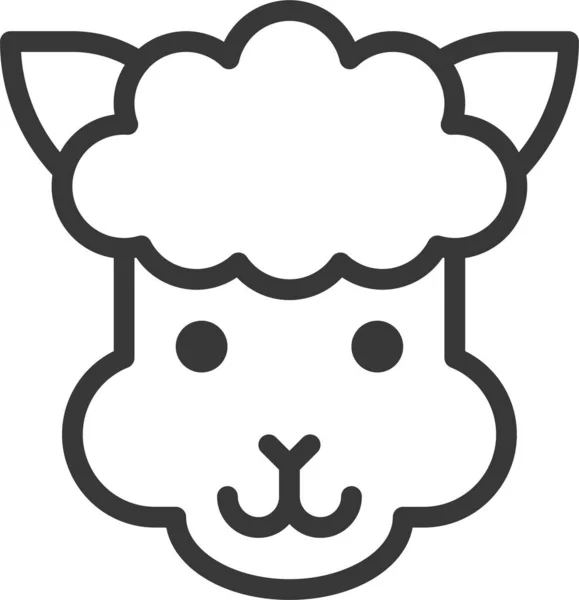 Icono Cara Animal Alpaca Estilo Contorno — Vector de stock