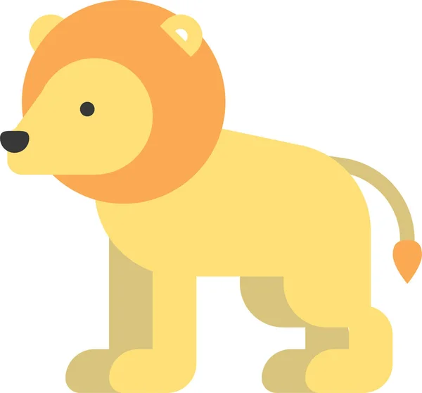 Ζώο Λιοντάρι Θηλαστικό Εικόνα Επίπεδη Στυλ — Διανυσματικό Αρχείο