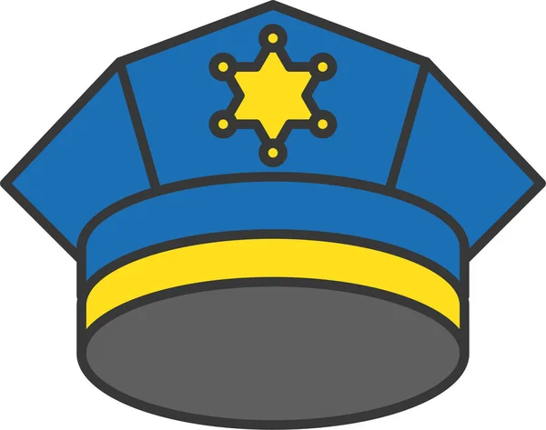 Cap Cop Police Cap Icon Filledoutline Style — Stock Vector