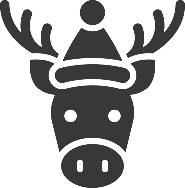 Icône Chapeau Noël Animal Dans Style Solide — Image vectorielle