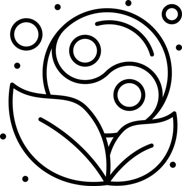 Leaf Symbol Yang Icon Outline Style — 스톡 벡터