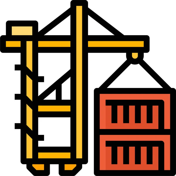 Ikona Portu Dźwigu Kontenerowego Kategorii Dostawy Realizacji — Wektor stockowy