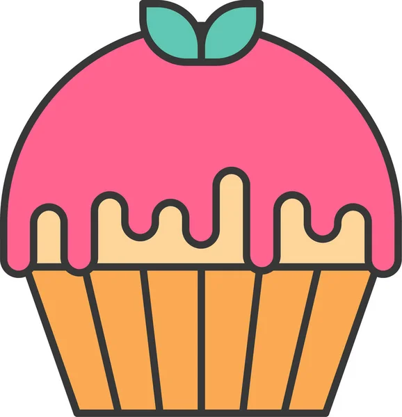 Panificação Bolo Cupcake Ícone Estilo Filledoutline — Vetor de Stock