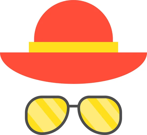 Playa Playa Escena Gafas Icono Estilo Plano — Vector de stock