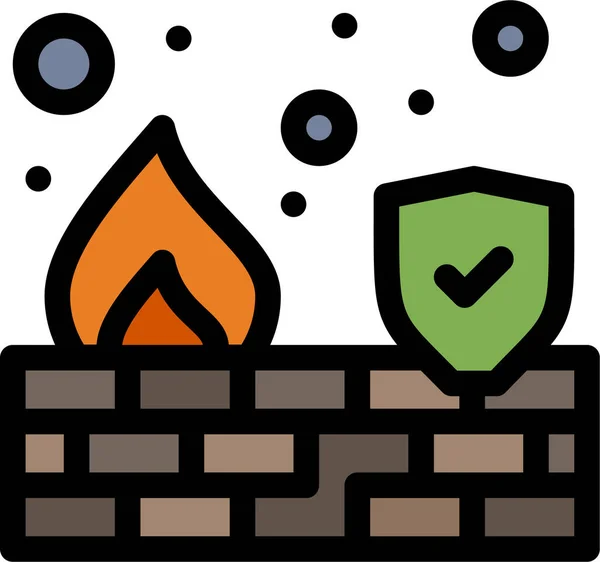 Fire Firewall Security Icon — Stock Vector