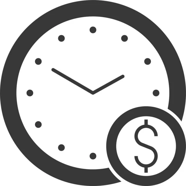 Business Chance Clock Icon Solid Style — 스톡 벡터