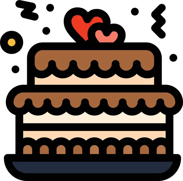 恋愛カテゴリーのケーキラブパーティーアイコン — ストックベクタ