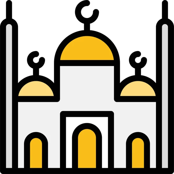Ikon Islam Bangunan Achitecture Dalam Gaya Filledoutline - Stok Vektor