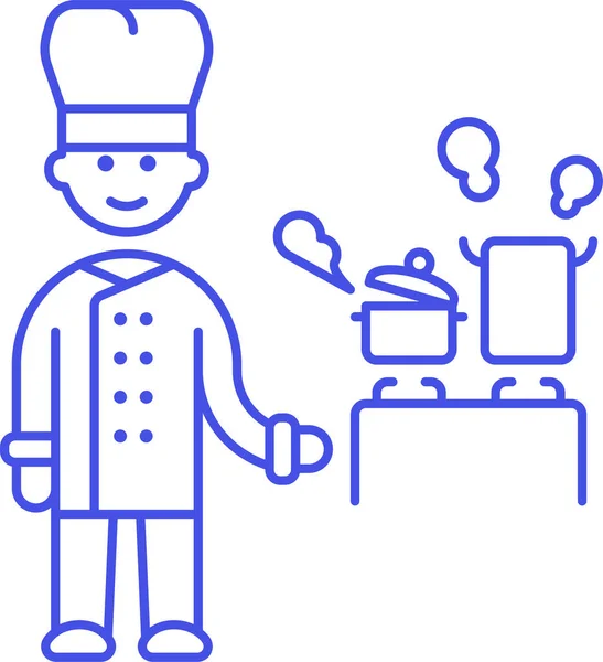 Blanche Chef Cocinero Icono Categoría Bebidas Alimenticias — Vector de stock