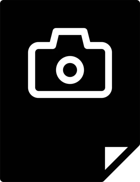 Camera Document File Icon Solid Style — Stock Vector