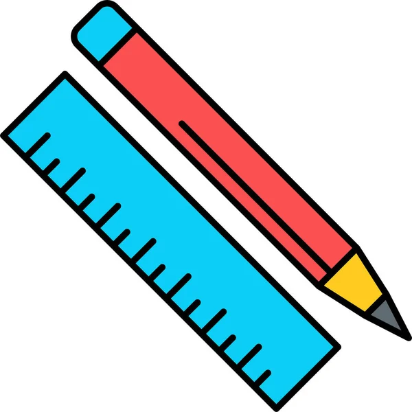 Pencil Scale Draw Icon Filled Outline Style — ストックベクタ