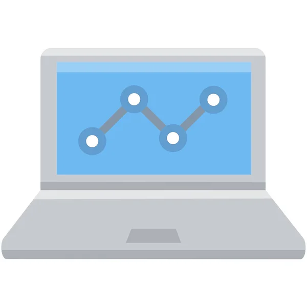 Kaart Laptop Analyse Pictogram Platte Stijl — Stockvector