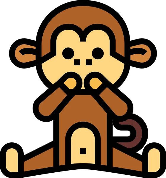 Monkey Animal Mammal Icon Filled Outline Style — Stock Vector