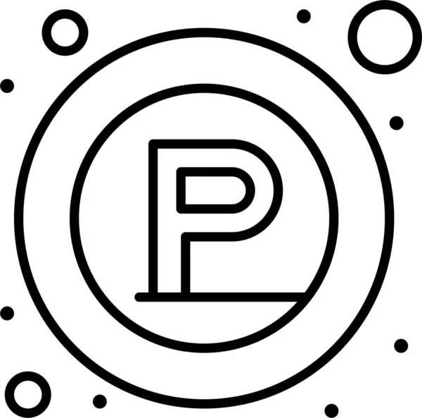 Place Parking Icône Publique Dans Style Contour — Image vectorielle